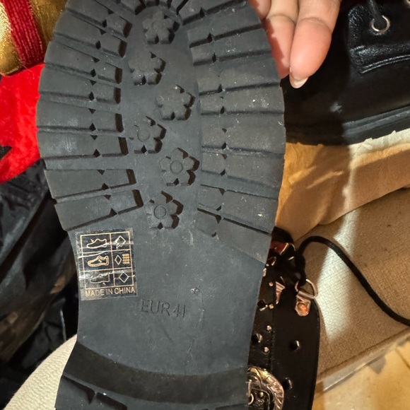 Studded Black Leather Ankle Boots - Picture 3 of 3